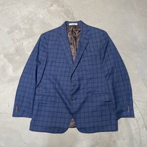 HARDWICK Tennessee Men's 46R Cotton Elastane Blazer USA Made Blue Plaid